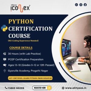 Teenagers learning Python coding in a summer training classroom at Abhyaas.